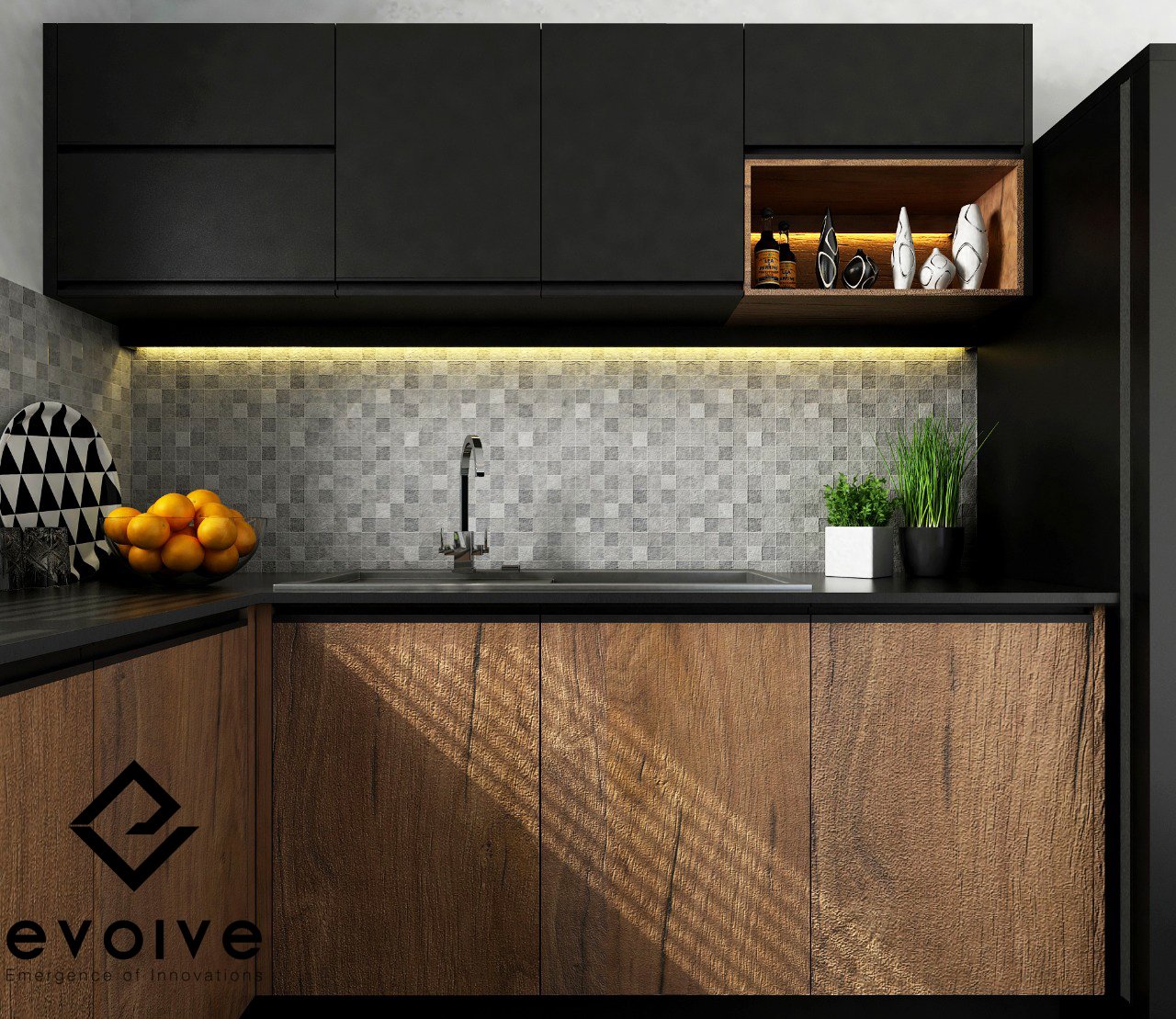 Dark modern kitchen
